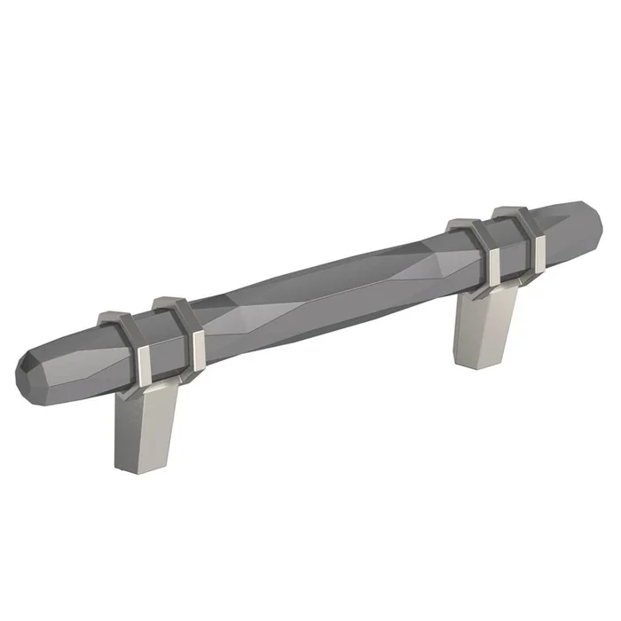 Amerock London 3-3/4 in (96 mm) Center-to-Center Black Chrome/Satin Nickel Cabinet Pull
