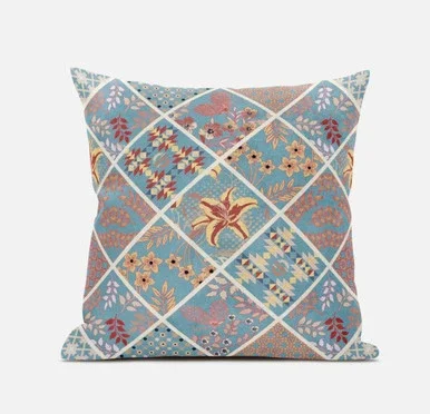 Amrita Sen Blown And Closed Pillow In Indigo Cream Finish CAPL355FSDS-BL-20×20