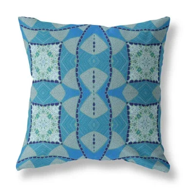Amrita Sen Broadcloth Pillow With Aqua Sky Blue Finish CAPL488BrCDS-BL-18×18