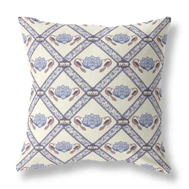 Amrita Sen Broadcloth Pillow With Cream Gray Brown Finish CAPL471BrCDS-BL-28×28