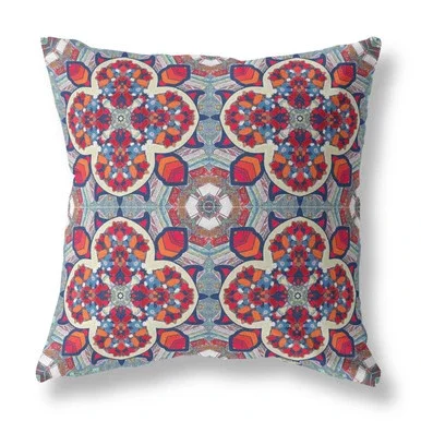 Amrita Sen Broadcloth Pillow With Red Orange Blue Finish CAPL547BrCDS-BL-20×20