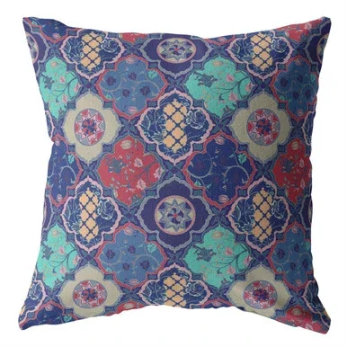 Amrita Sen Broadcloth Zippered Pillow With Navy And Red CAPL21BrCDS-ZP-16×16