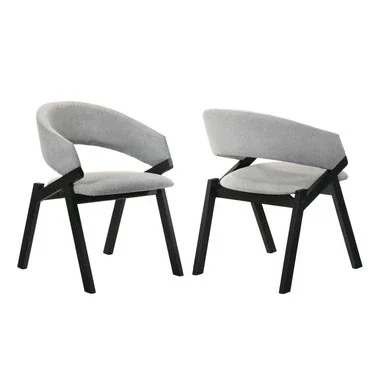 Armen Living Fabric And Black Veneer Set Of 2 Dining Side Chairs LCTASIGRBL