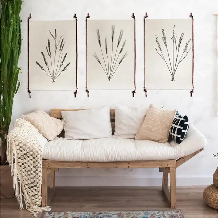 Art Print Frameless Leather + Steel Hangers (size + color options)