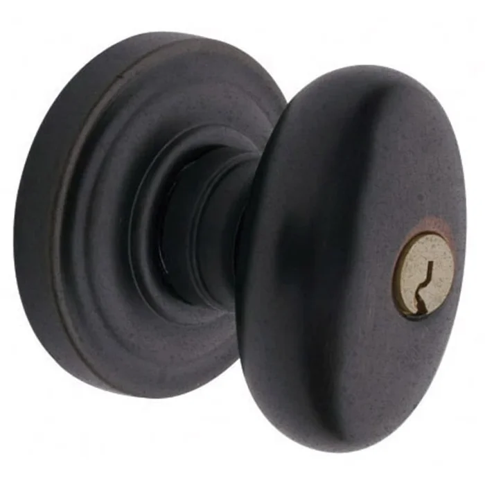 Baldwin 5225 Single Cylinder Keyed Entry Door Knob Set with 5048 Rose from the Estate Collection
