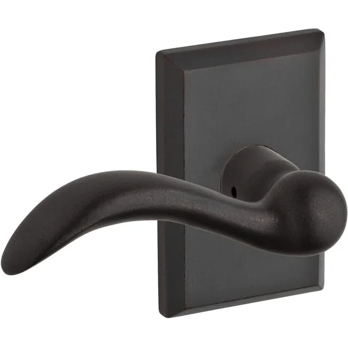 Baldwin Arch Keyed Entry Single Cylinder Leverset with Rustic Square Rose – Left Handed