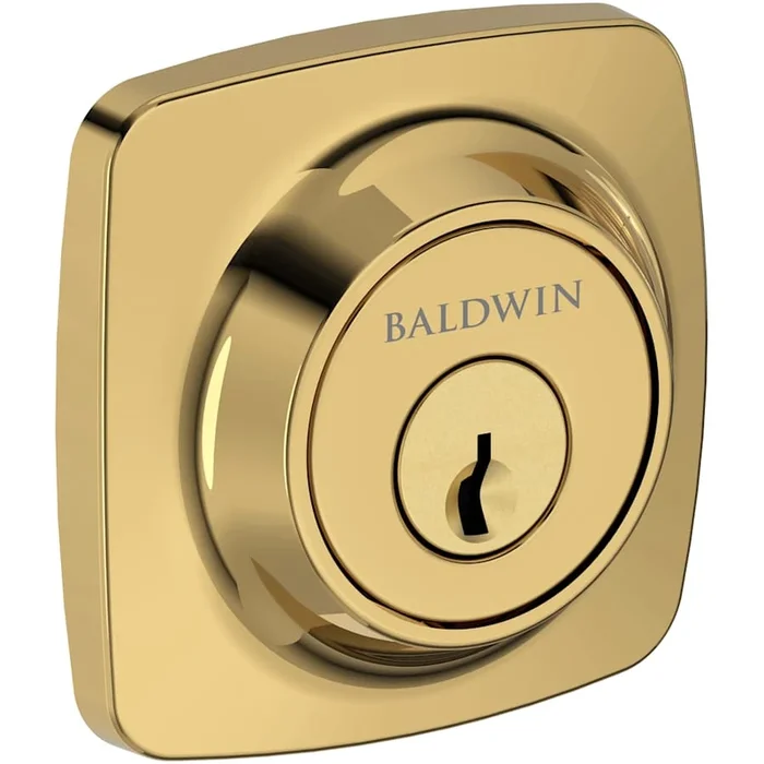 Baldwin Soft Square Solid Brass Single Cylinder Keyed Entry Deadbolt from the Reserve Collection