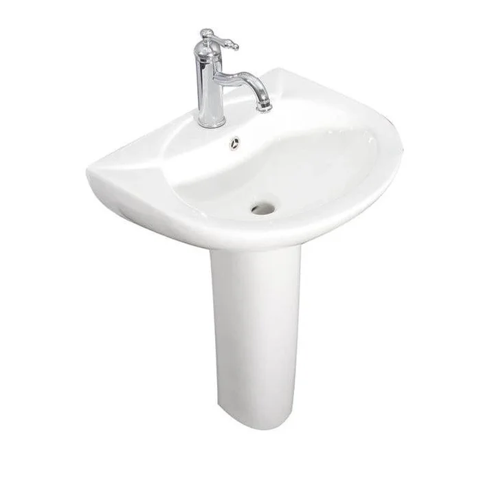 Barclay Banks Pedestal for 4” cc Faucet Holes, Overflow, White