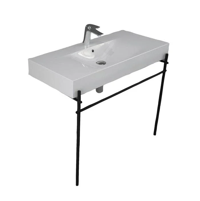 Barclay Des 1010 Basin 8”Widespred WH, with brass stand, Matte Black