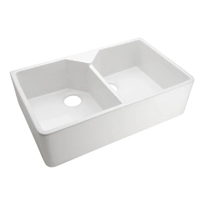 Barclay Jolie 31.5” Double Bowl Farme Sink, No Hole, Bisque