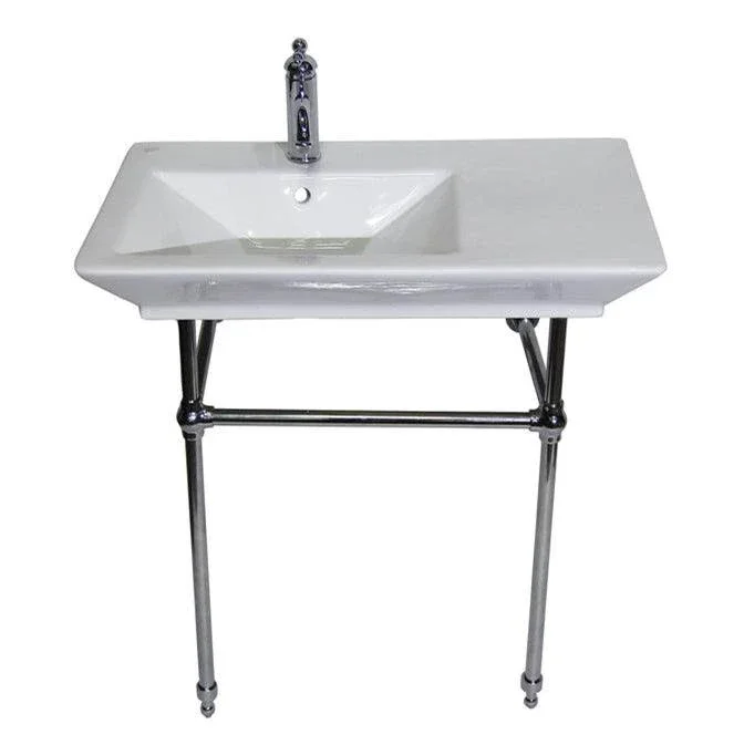 Barclay Opulence Console 31-1/2”, Rect Bowl, 1-hole, White, CP Stand