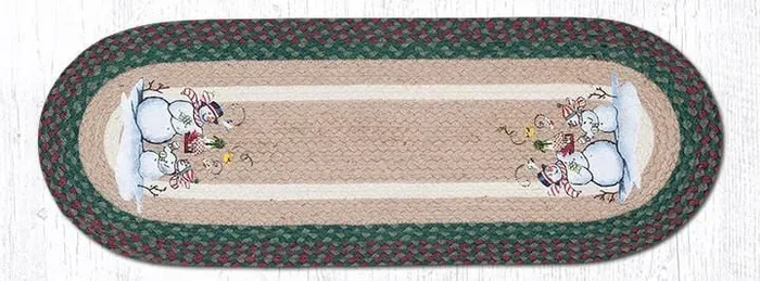 Birdhouse Snowman Oval Runner