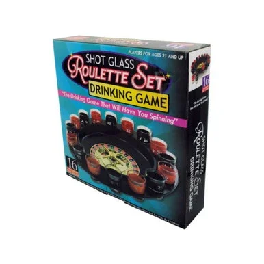 Black and Red Roulette 16-Piece Shot Glass Drinking Game Set