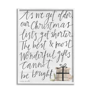 Black and White Get Shorter Motivational Phrase Framed Texturized Christmas Wall Art 14″ x 11″