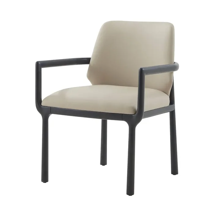 Black Art Deco Dining Armchair – Leather