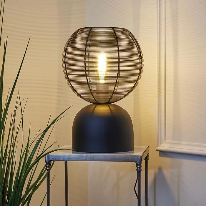 Black/Gold Cage Table Lamp
