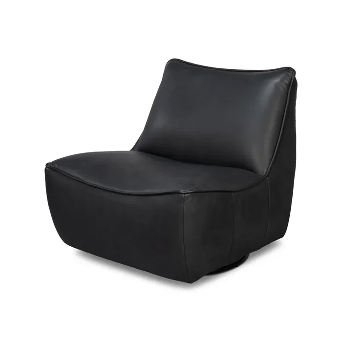Black Leather Swivel Slipper Chair