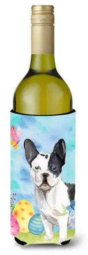 Black White French Bulldog Easter Wine Bottle Beverge Insulator Hugger BB9617LITERK