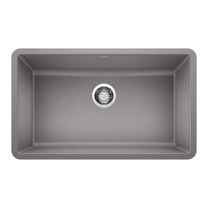 Blanco Precis SILGRANIT 30” Single Bowl Undermount Kitchen Sink – Metallic Gray