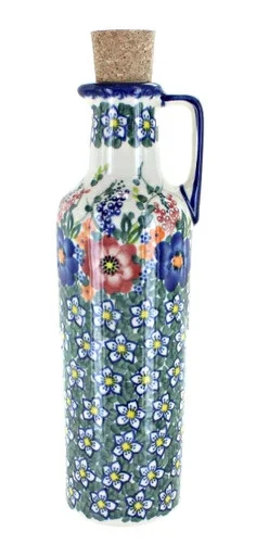 Blue Rose Polish Pottery Berry Bouquet Medium Carafe with Cork