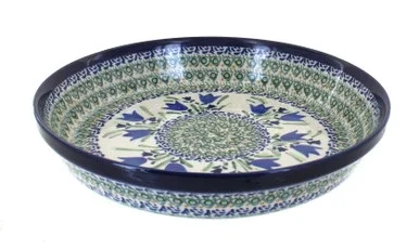 Blue Rose Polish Pottery Blue Tulip Pie Plate