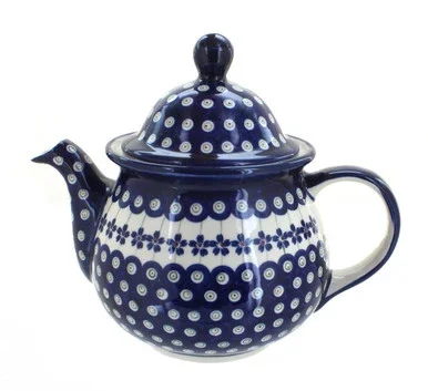 Blue Rose Polish Pottery Flowering Peacock Large Teapot