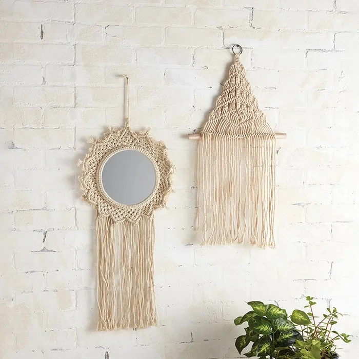 Bohemian Style Hanging Mirror, Set of 2