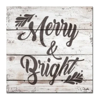 Brown and Gray Merry Christmas Wrapped Square Wall Art Decor 12″ x 12″