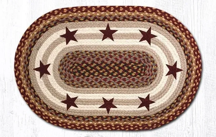 Burgundy Stars Braided Rug