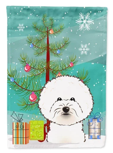 Caroline’s Treasures BB1589GF Christmas Tree and Bichon Frise Flag Garden Size , Small, multicolor
