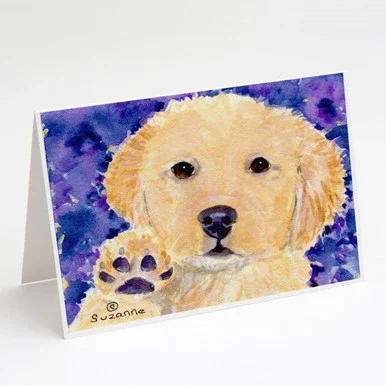 Caroline’s Treasures SS8903GCA7P Golden Retriever Greeting Cards and Envelopes Pack of 8 A7 Size 5×7 inch Blank Note Cards, 7 x 5, multicolor