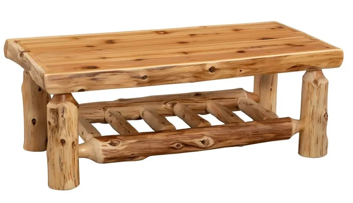 Cedar Log Rectangle Open Coffee Table