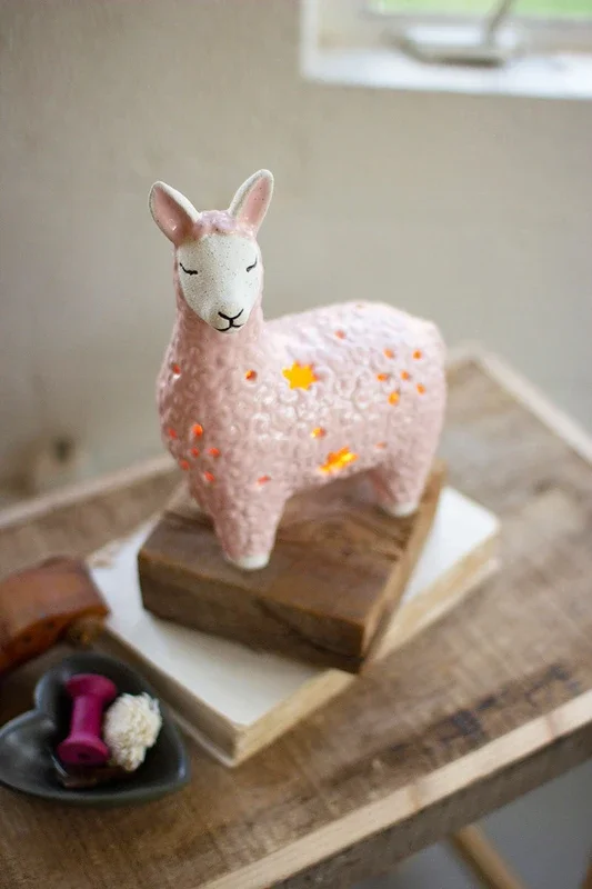 Ceramic alpaca night light