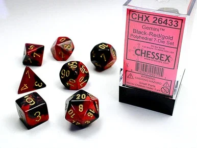 Chessex Gemini Black-Red/Gold Polyhedral 7 Die Set