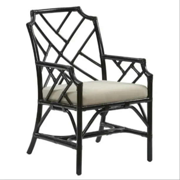 Chippendale Rattan Arm Chair – Black