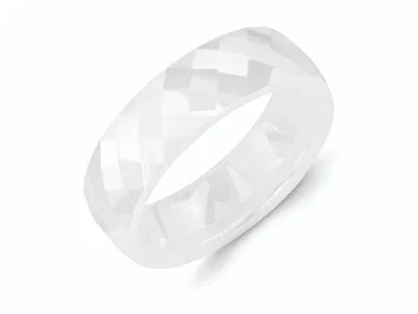 Chisel Ceramic White 6mm Faceted Polished Wedding Band CER48 – CER48AI8
