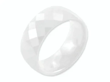 Chisel Ceramic White Faceted 8mm Polished Wedding Band CER6 – CER6AI8