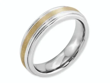 Chisel Cobalt 14k Gold Inlay Satin and Polished 6mm Wedding Band CC54 – CC54BG13