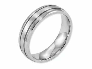 Chisel Cobalt Polished and Satin Grooved 6mm Wedding Band CC37 – CC37BG10