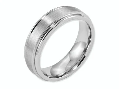Chisel Cobalt Satin and Polished Ridged Edge 7mm Wedding Band CC35 – CC35BG12