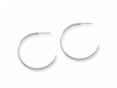Chisel Stainless Steel 30mm Diameter J Hoop Post Earrings SRE131Y
