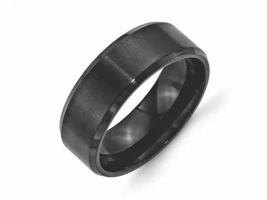 Chisel Stainless Steel 8mm Black Ip-plated Brushed/polished Beveled Edge Wedding Band – SR324Y95