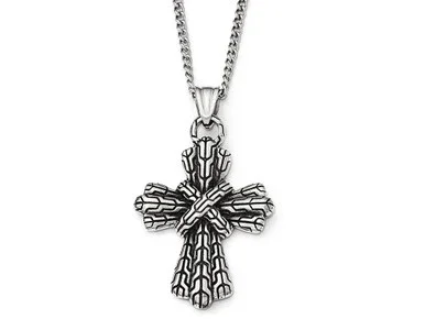 Chisel Stainless Steel Antique Cross Necklace