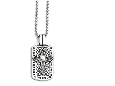 Chisel Stainless Steel Antiqued Cross Dog Tag Necklace – SRN138822Y