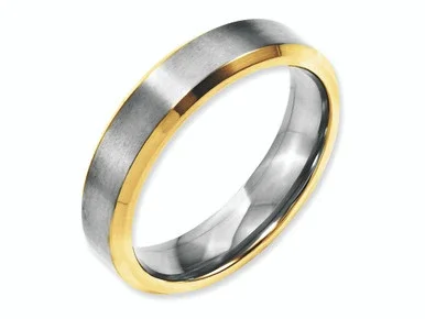 Chisel Stainless Steel Beveled Edge 5mm Brushed/polished Yellow Ip-plated Wedding Band SR145 – SR145Y95