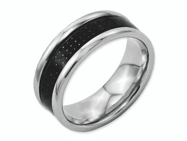 Chisel Stainless Steel Black Carbon Fiber 8mm Polished Wedding Band SR56 – SR56Y13