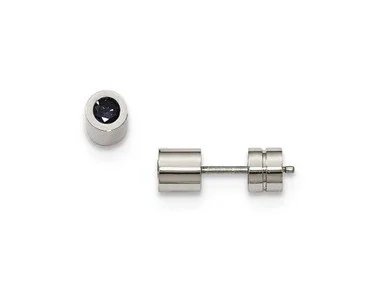 Chisel Stainless Steel Black CZ Polished Post Earrings SRE994Y