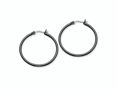 Chisel Stainless Steel Black Ip Plated 32mm Hoop Earrings SRE567Y