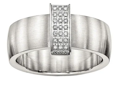 Chisel Stainless Steel Brushed and Polished CZ 8.00mm Wedding Band – SR545Y7