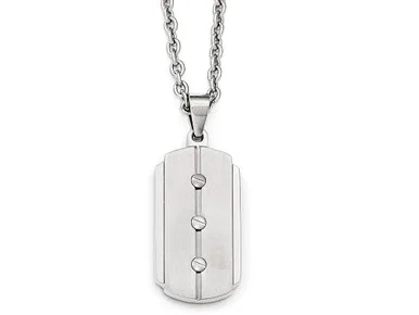 Chisel Stainless Steel Brushed and Polished Dog Tag Necklace